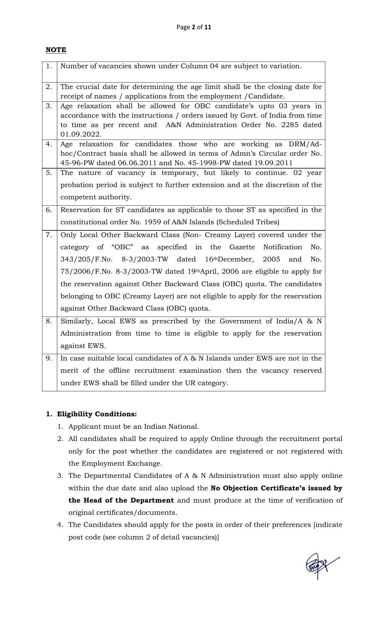 Andaman & Nicobar Administration Invites Application for 8 Cook, Mali, More Vacancies Recruitment 2022 - Page 2