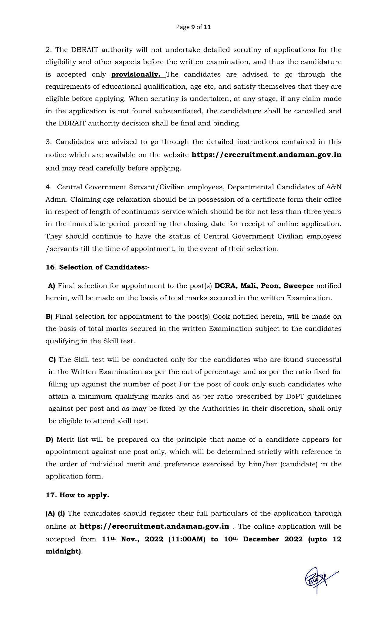 Andaman & Nicobar Administration Invites Application for 8 Cook, Mali, More Vacancies Recruitment 2022 - Page 3