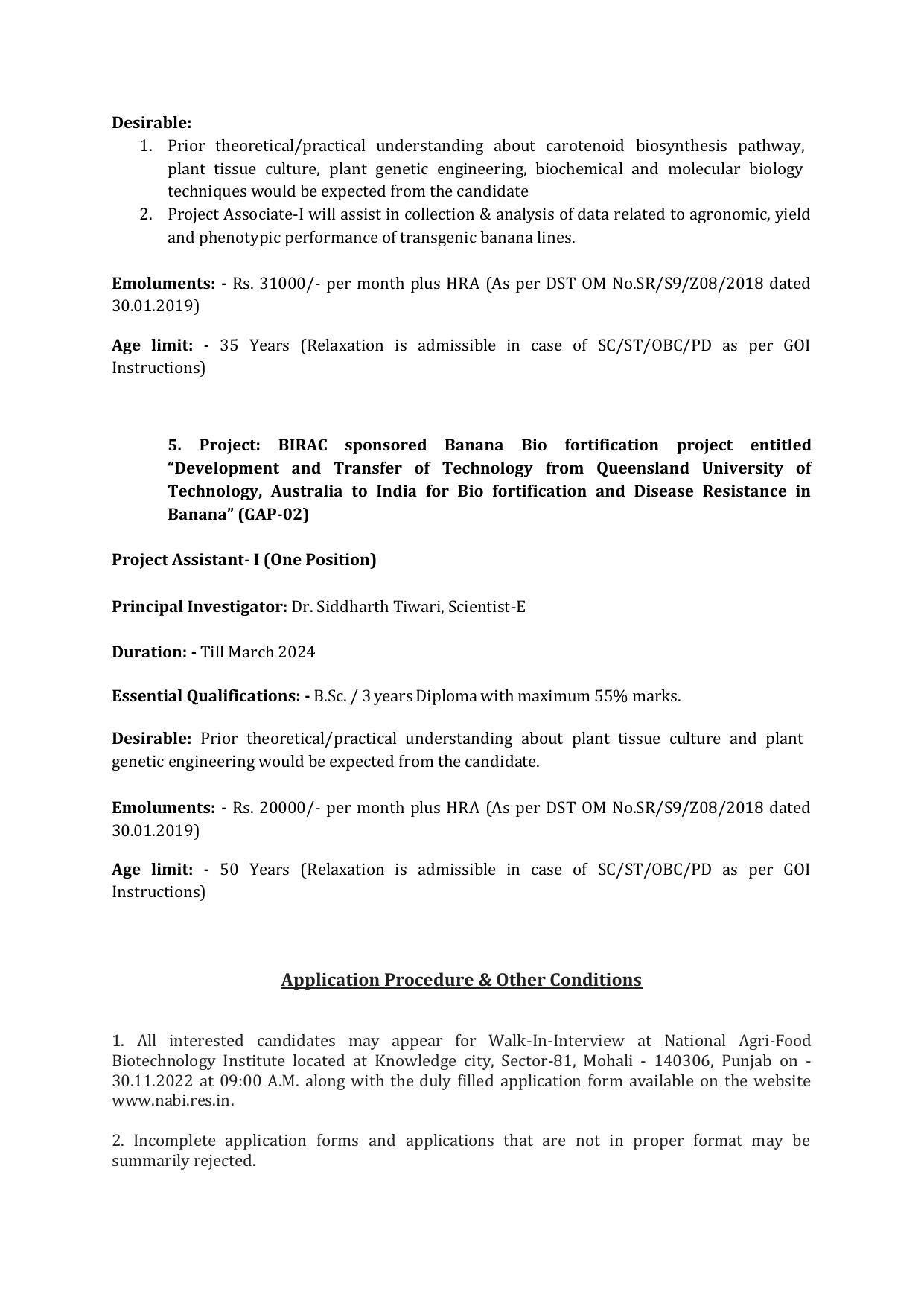 NABI Invites Application for Research Associate-III, Project Scientist-I, More Vacancies Recruitment 2022 - Page 5