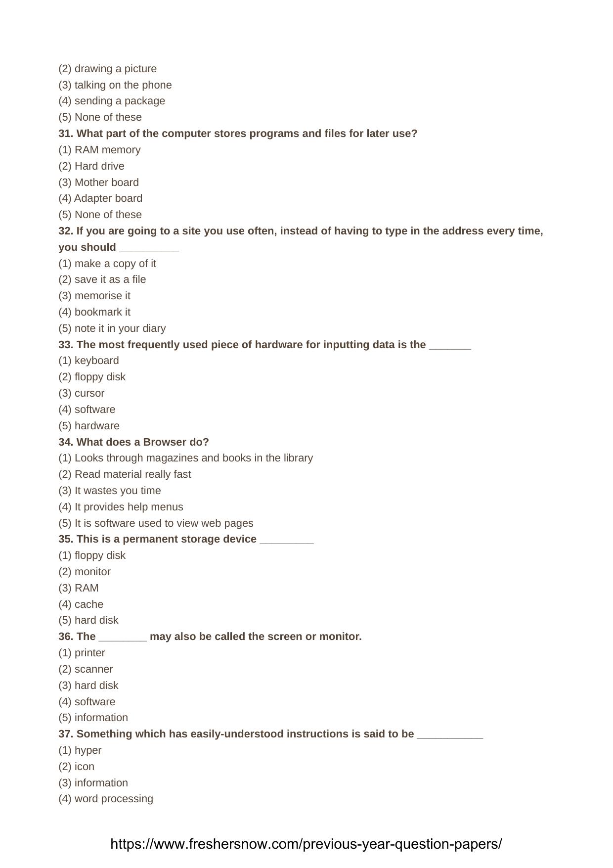 patnahighcourt.bih.nic.in District Judge Question Papers PDF for Computer Knowledge - Page 5