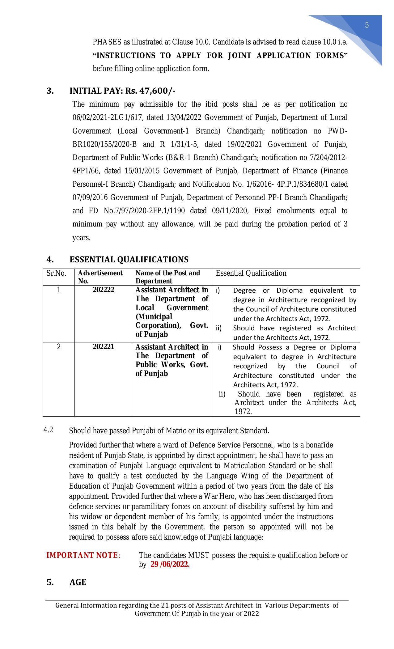 Punjab Public Service Commission Invites Application for 21 Assistant Architect Recruitment 2022 - Page 20