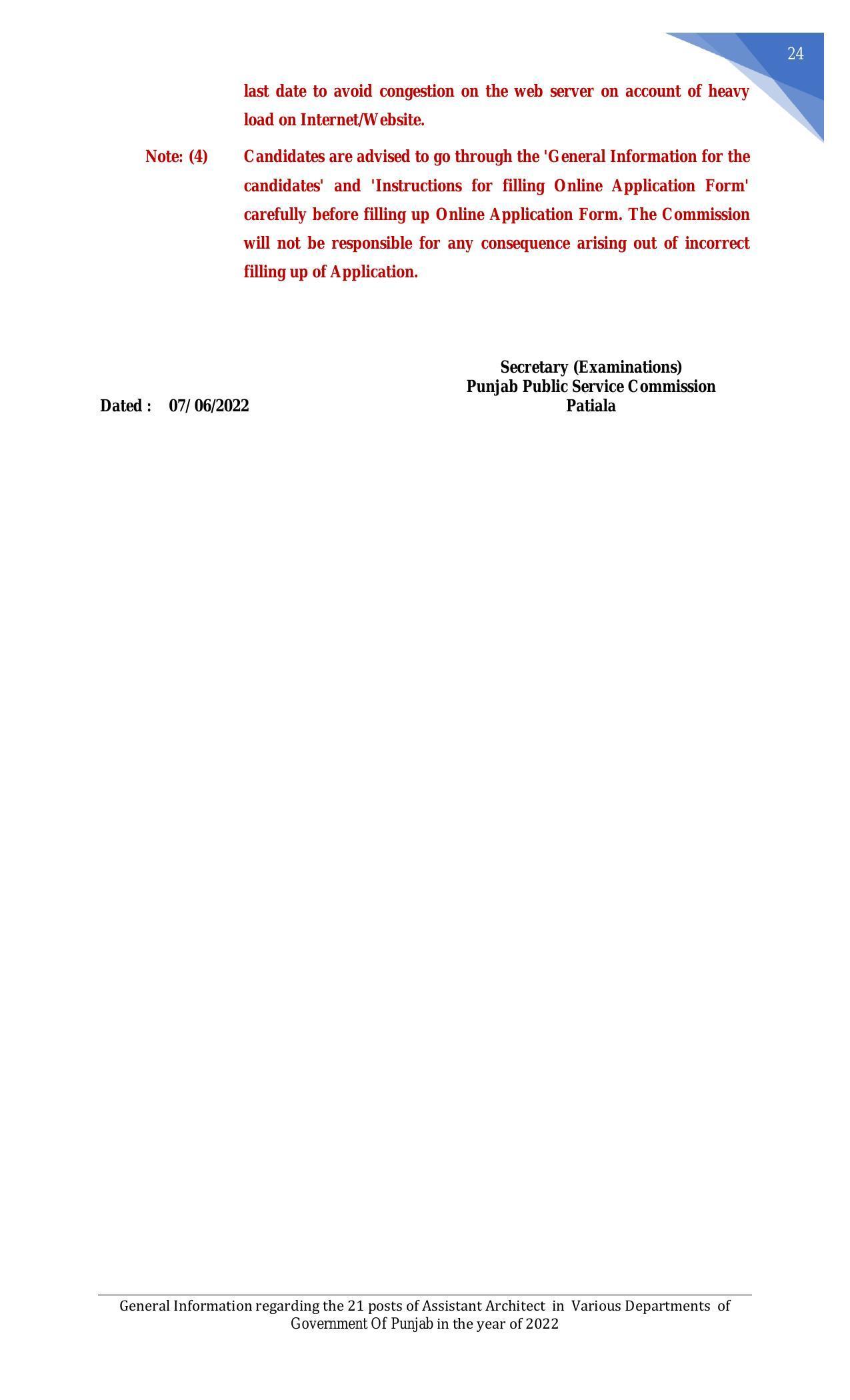 Punjab Public Service Commission Invites Application for 21 Assistant Architect Recruitment 2022 - Page 5