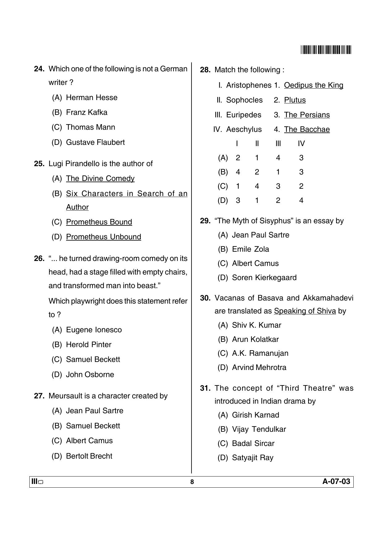 APSET English Previous Paper PDF - Page 8