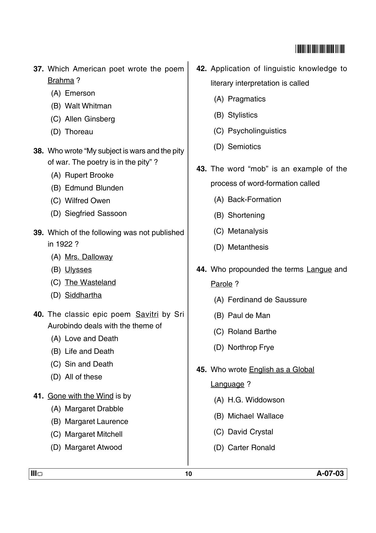 APSET English Previous Paper PDF - Page 10