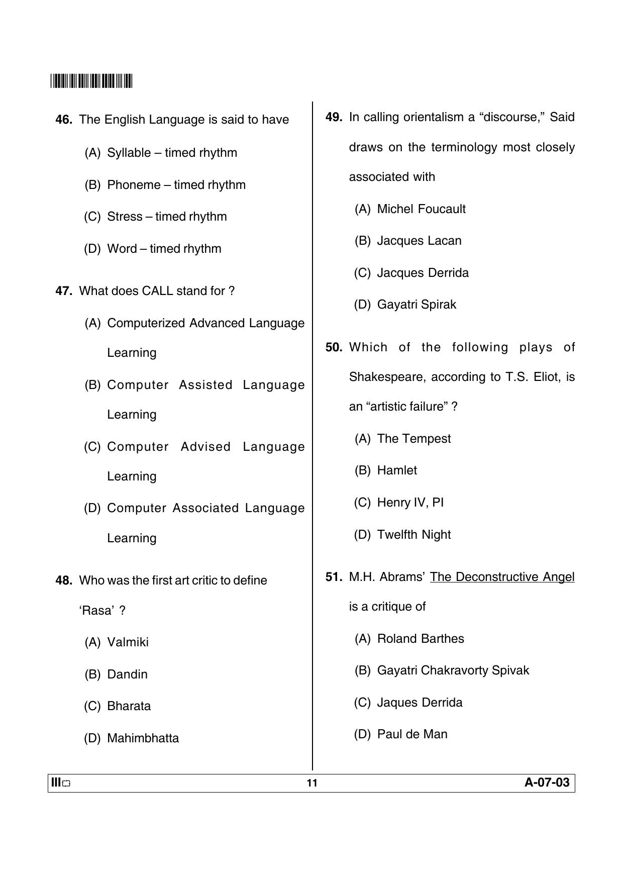 APSET English Previous Paper PDF - Page 11