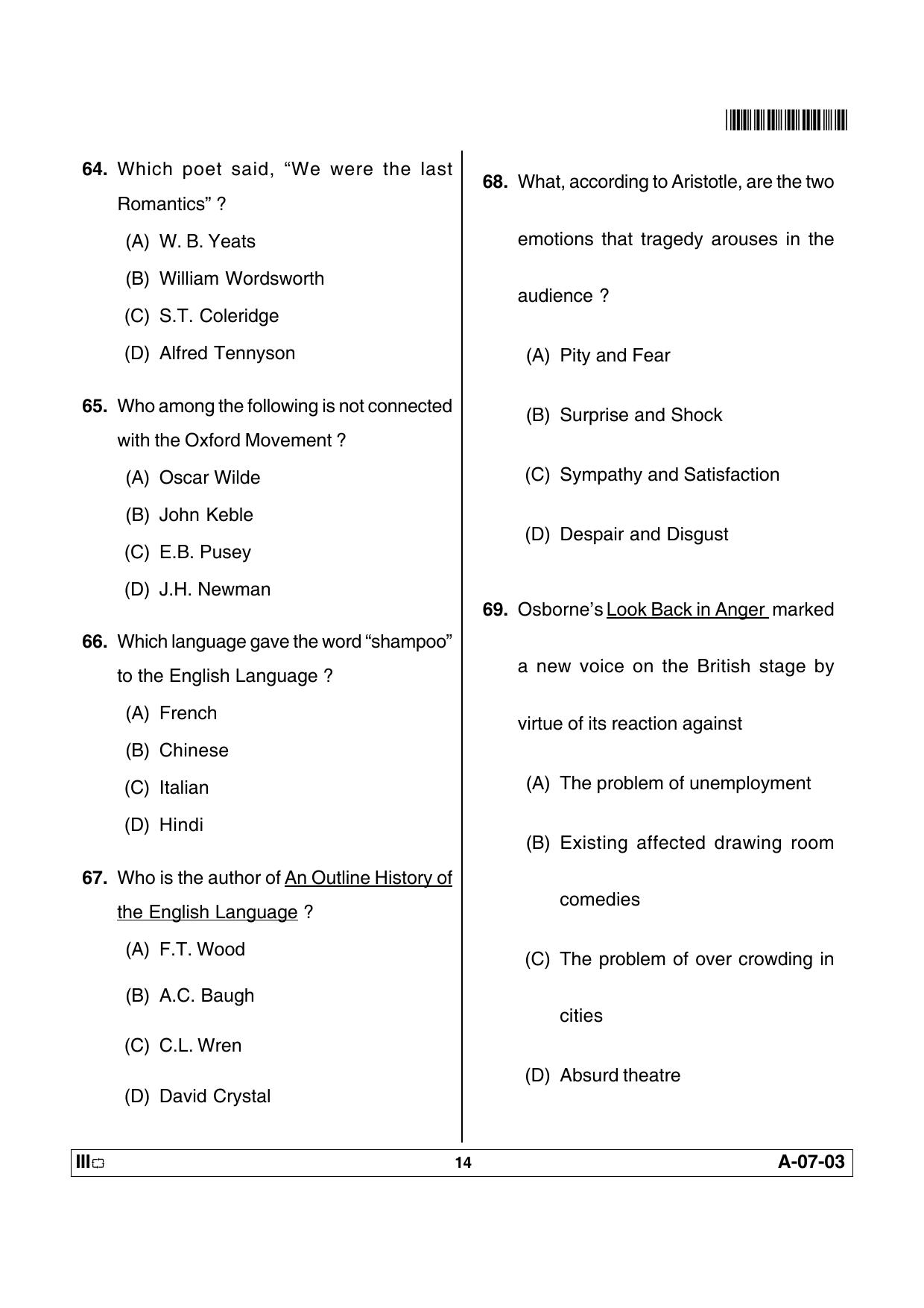 APSET English Previous Paper PDF - Page 14