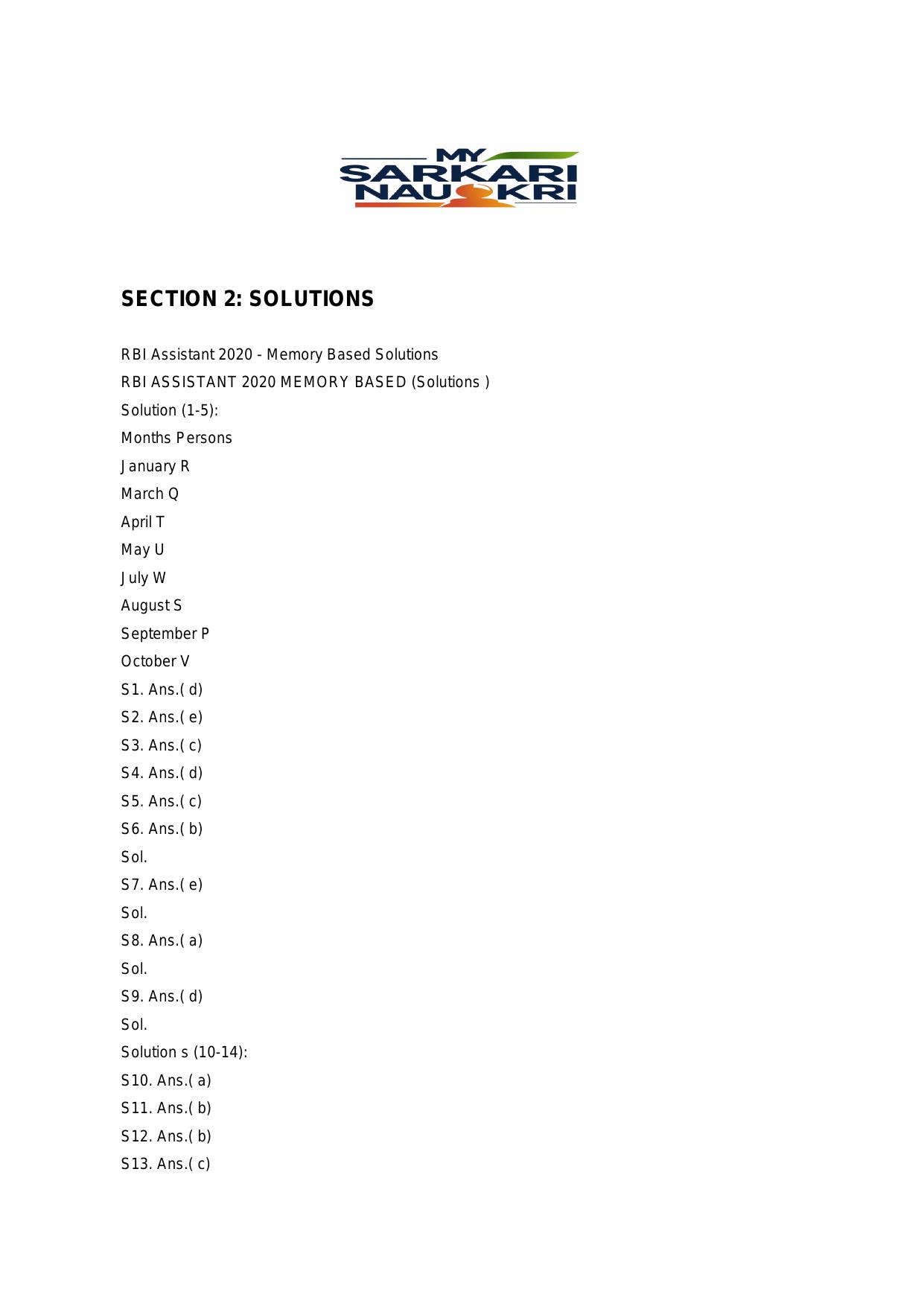 RBI Assistant Pre 2023 Memory Based Paper 18. Nov. 2023 - Page 50