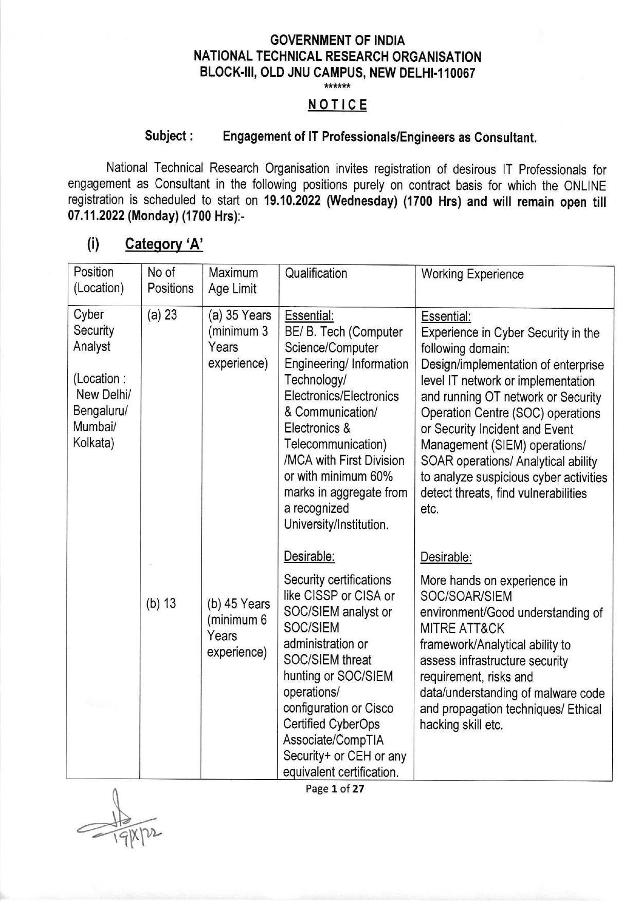 NTRO Invites Application for 125 IT Professional / Engineer Recruitment 2022 - Page 3