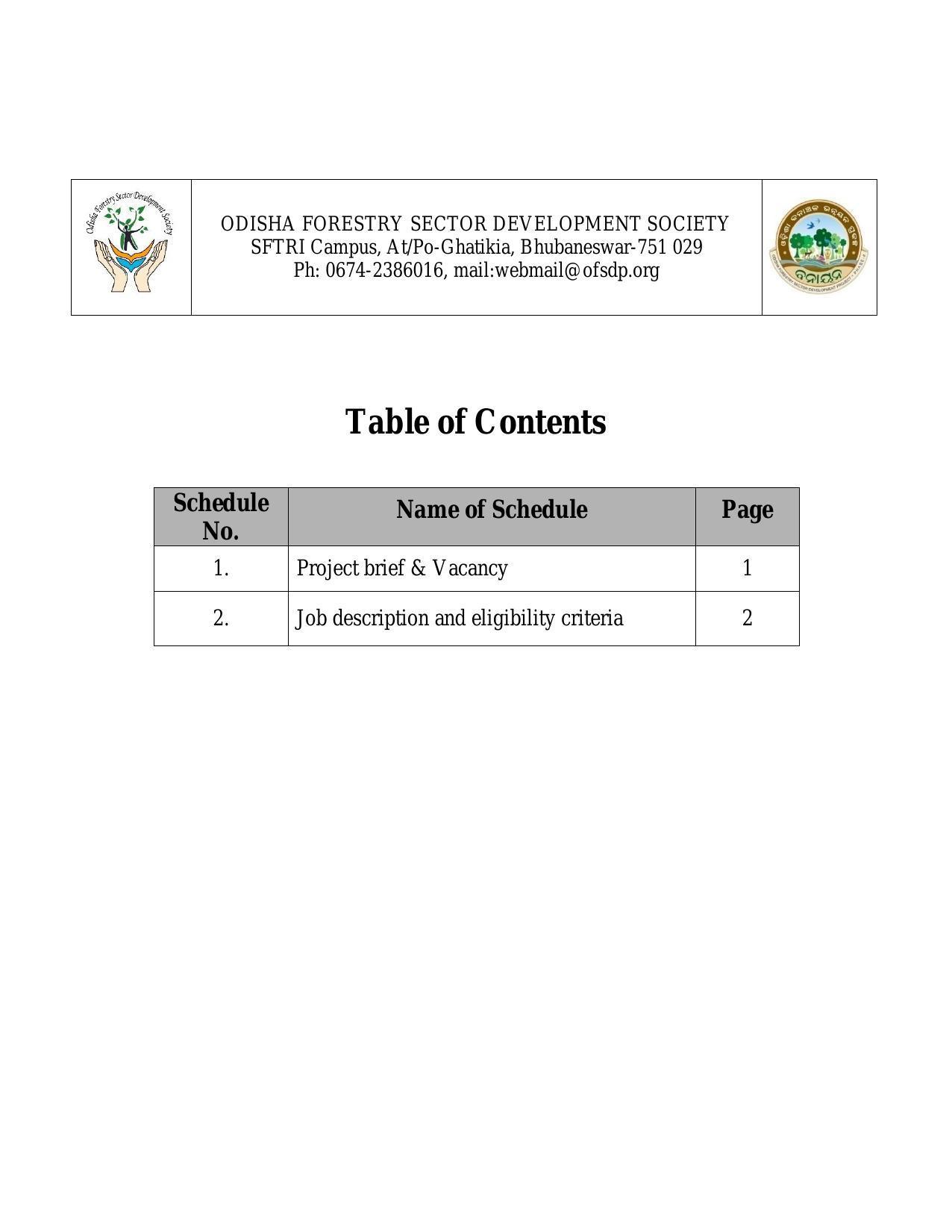 Odisha Forestry Sector Development Project (OFSDP) Invites Application for Program Developer Recruitment 2022 - Page 1