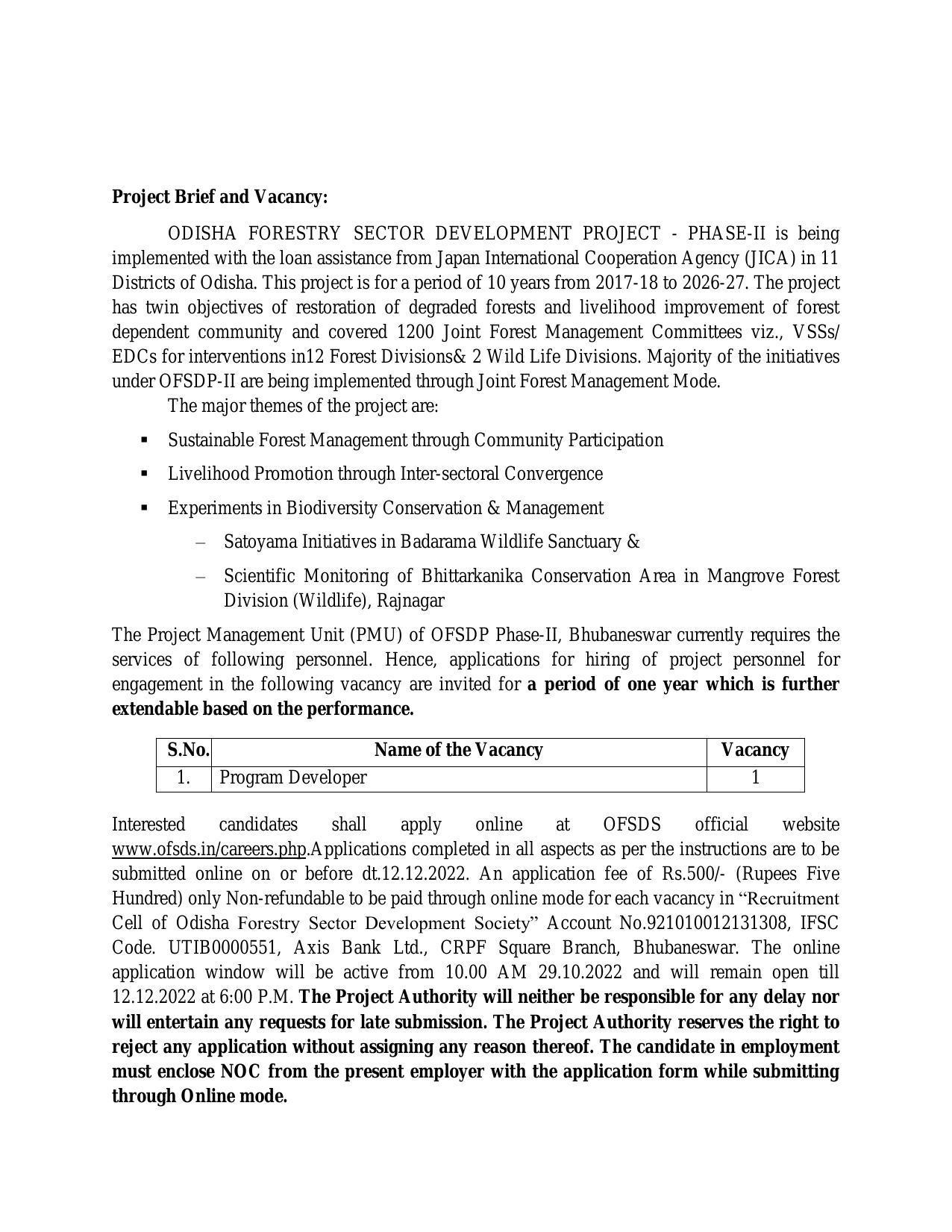 Odisha Forestry Sector Development Project (OFSDP) Invites Application for Program Developer Recruitment 2022 - Page 2