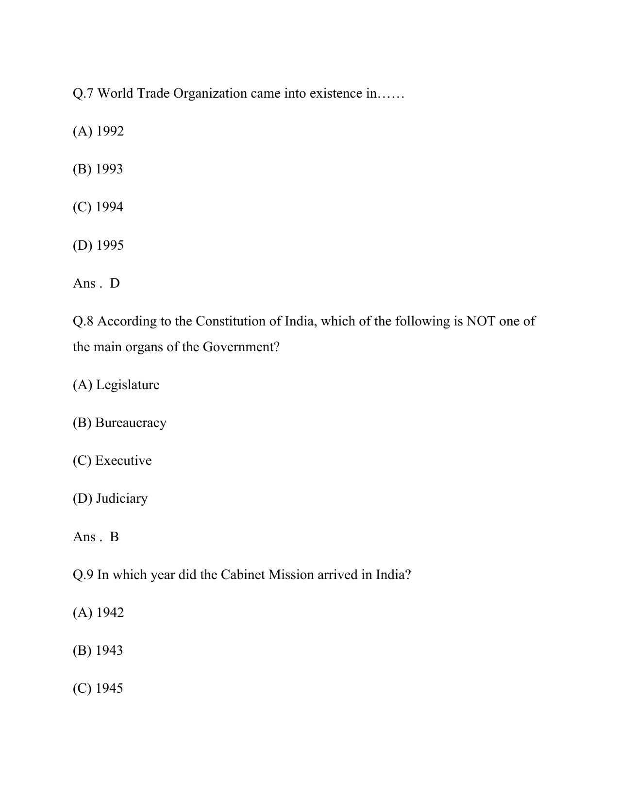 Electricity Department Lakshadweep Previous Papers: General Knowledge (Matriculation Level) - Page 9