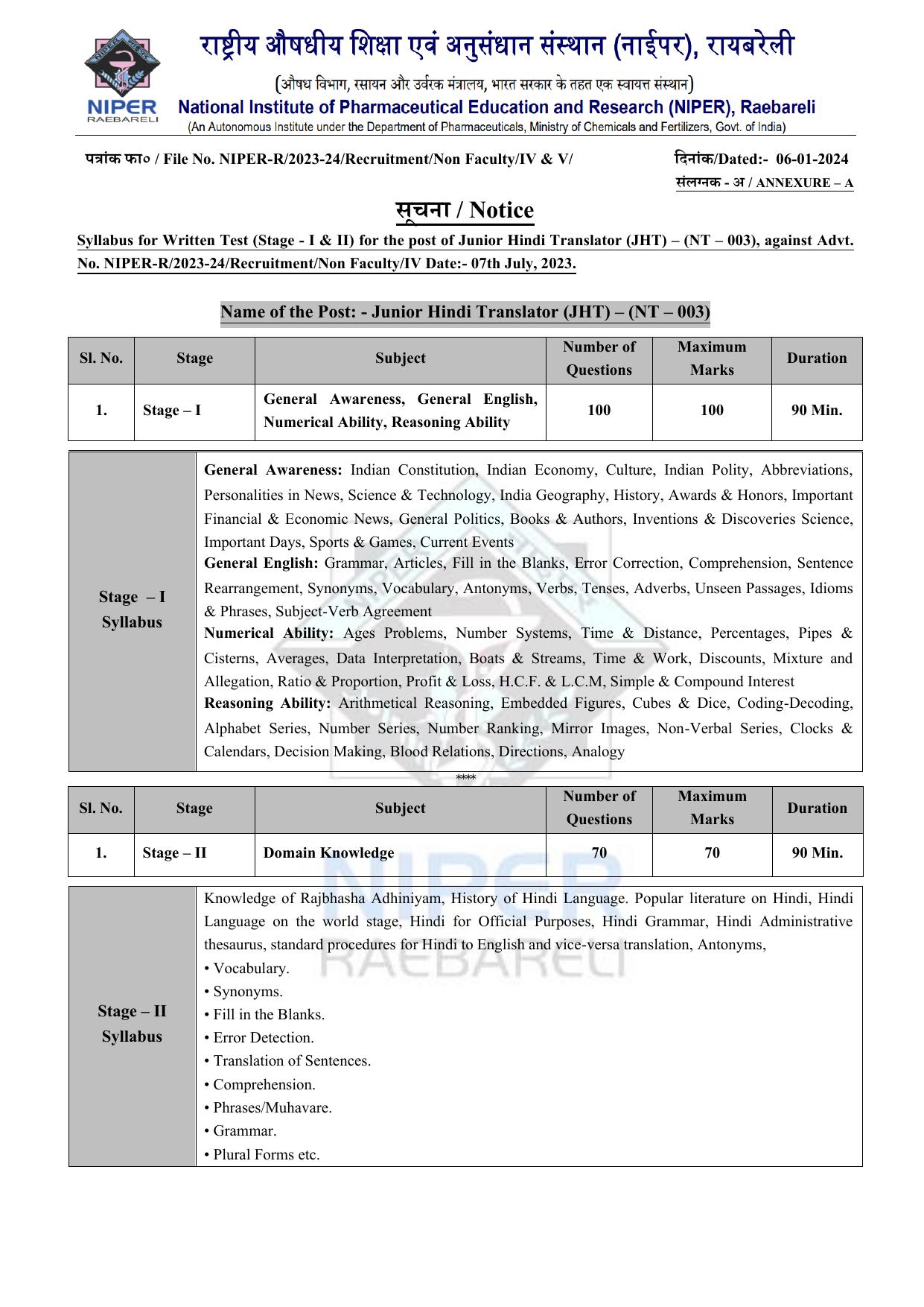 NIPER Raebareli Syllabus - Page 3