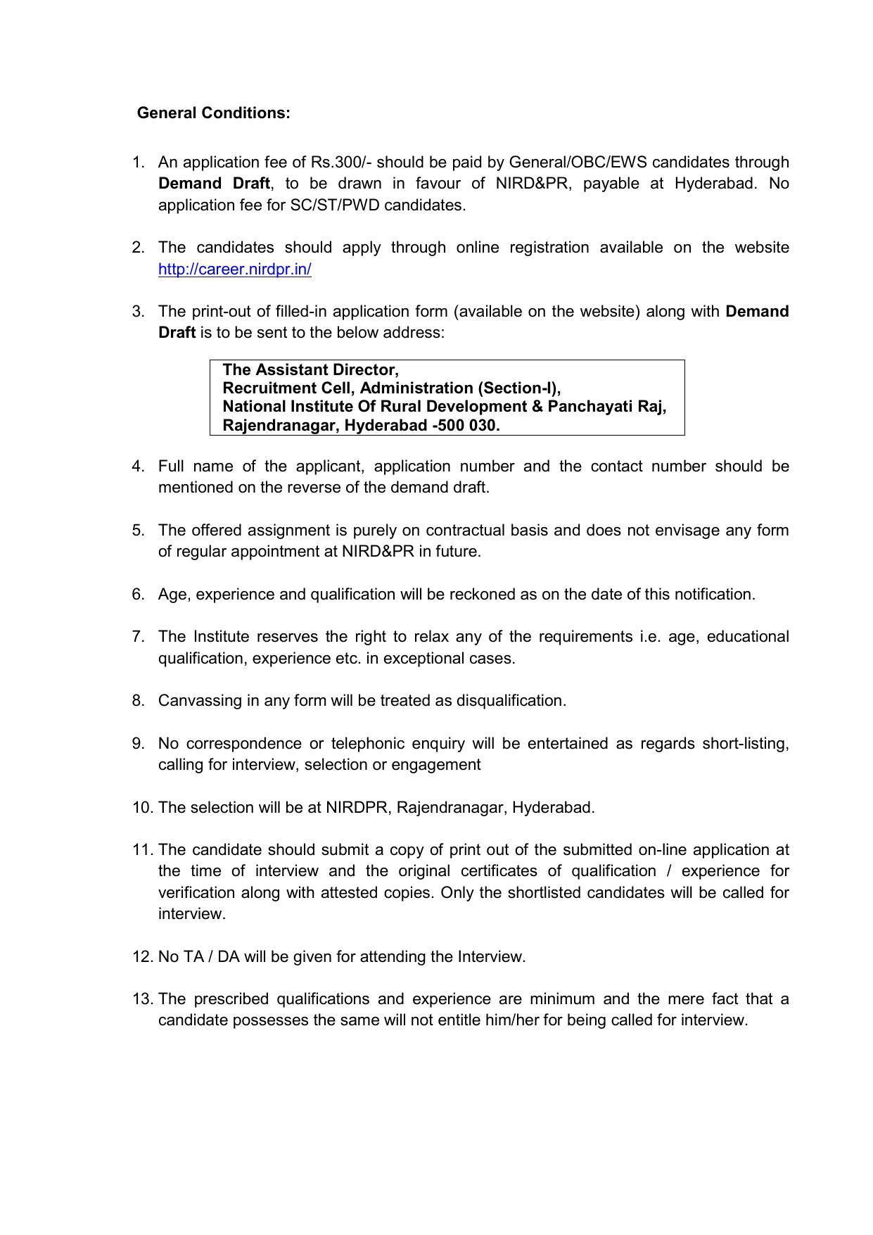 NIRDPR Invites Application for Business Analyst Recruitment 2022 - Page 1