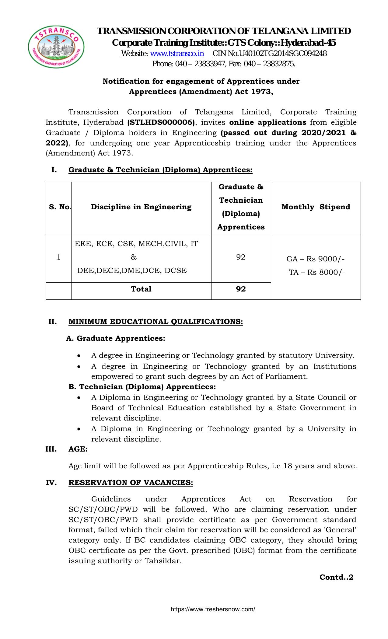 TSTRANSCO 92 Apprentice Recruitment 2023 - Page 3