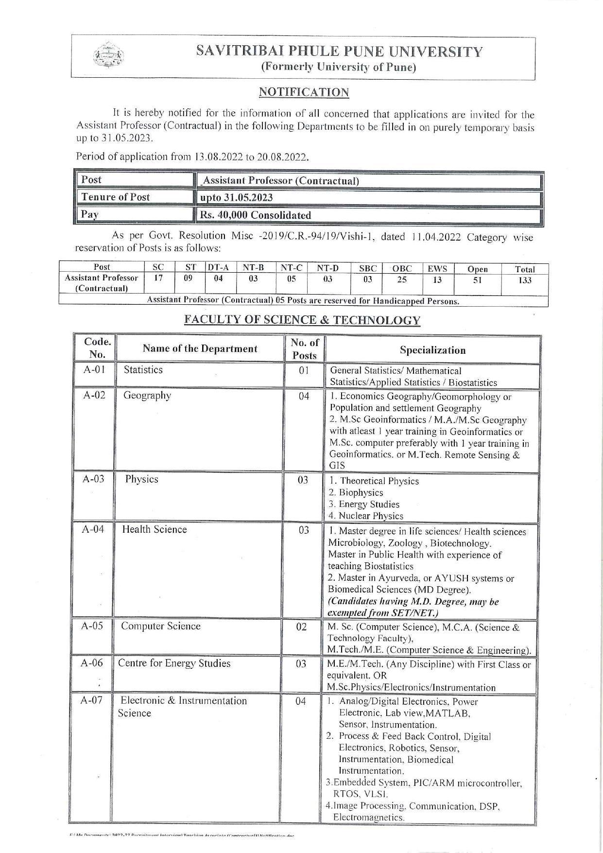 Savitribai Phule Pune University (SPPU) Invites Application for 133 Assistant Professor Recruitment 2022 - Page 3
