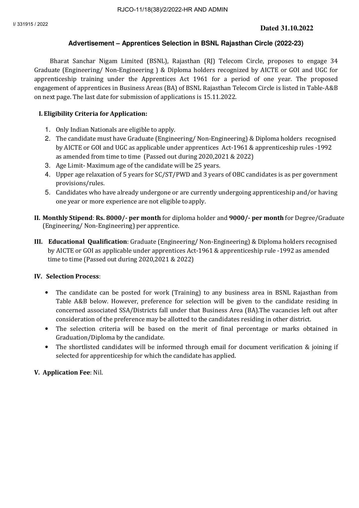 BSNL Invites Application for 34 Apprentices Recruitment 2022 - Page 3