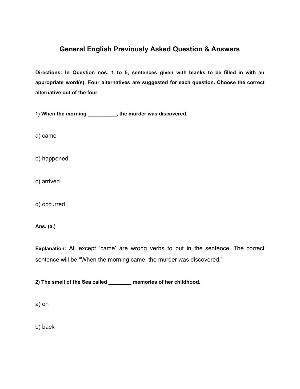 HSSC Previous Year Question Papers General English - Page 1