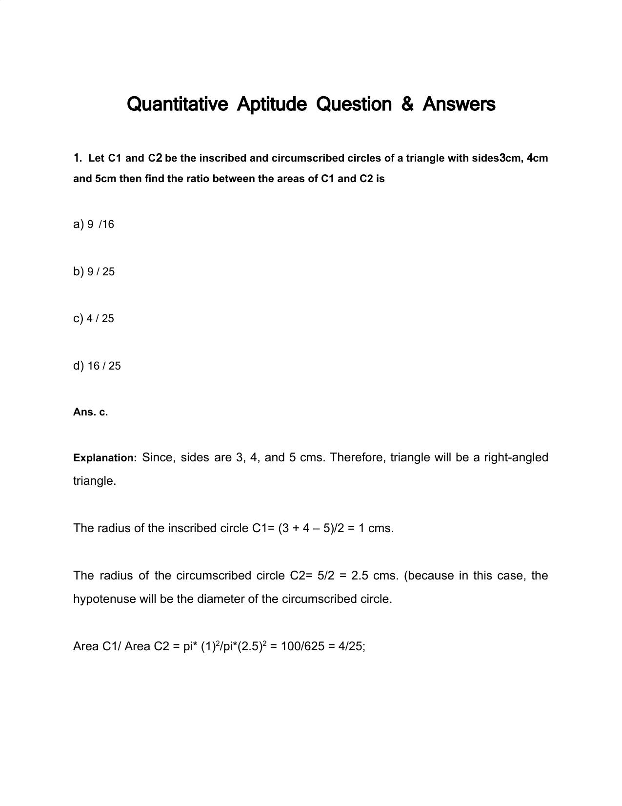 HSSC Quantitative Aptitude Previous Papers - Page 1