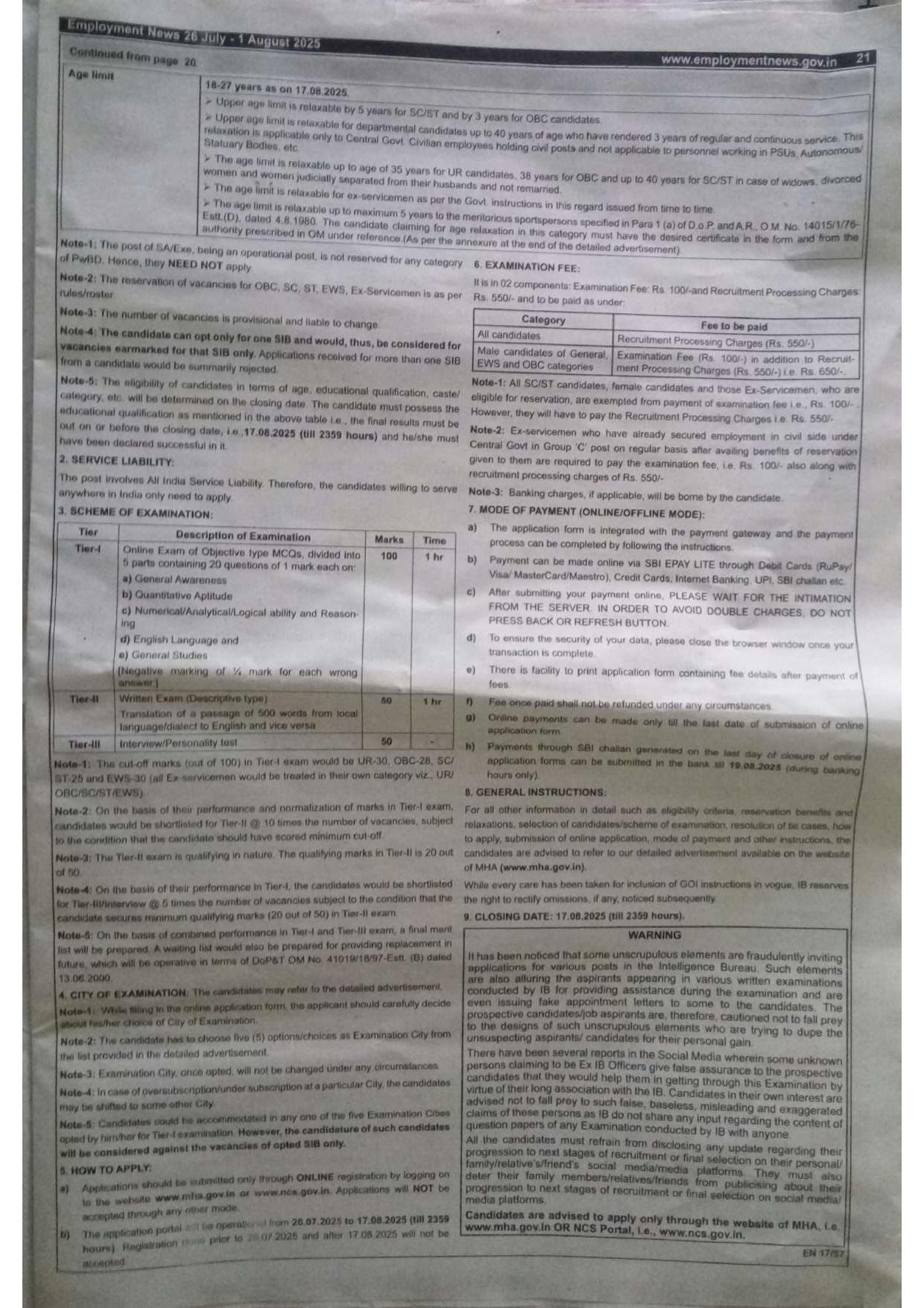 Intelligence Bureau (IB) Security Assistant/Executive Recruitment 2025 - Page 2