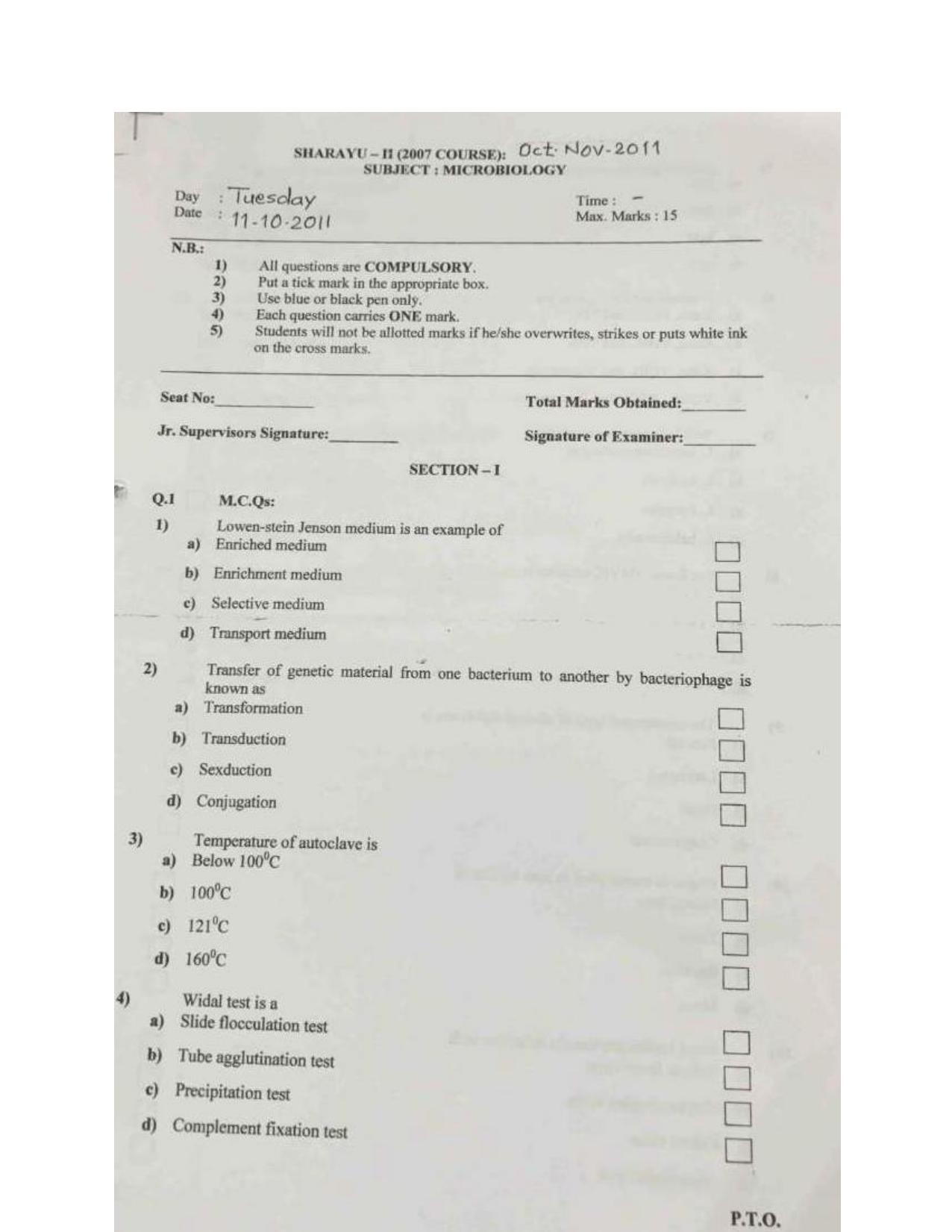 VCRC Microbiology Previous Year Question Papers - Page 5