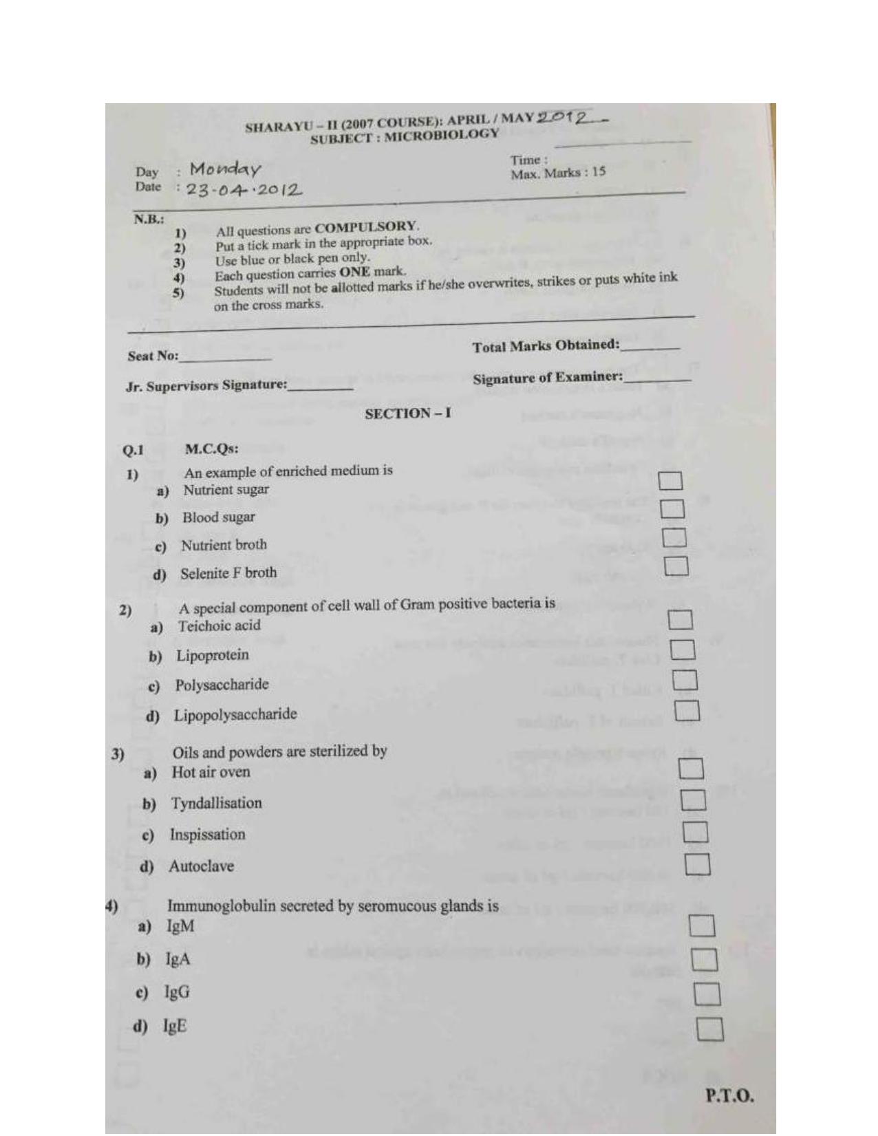 VCRC Microbiology Previous Year Question Papers - Page 9