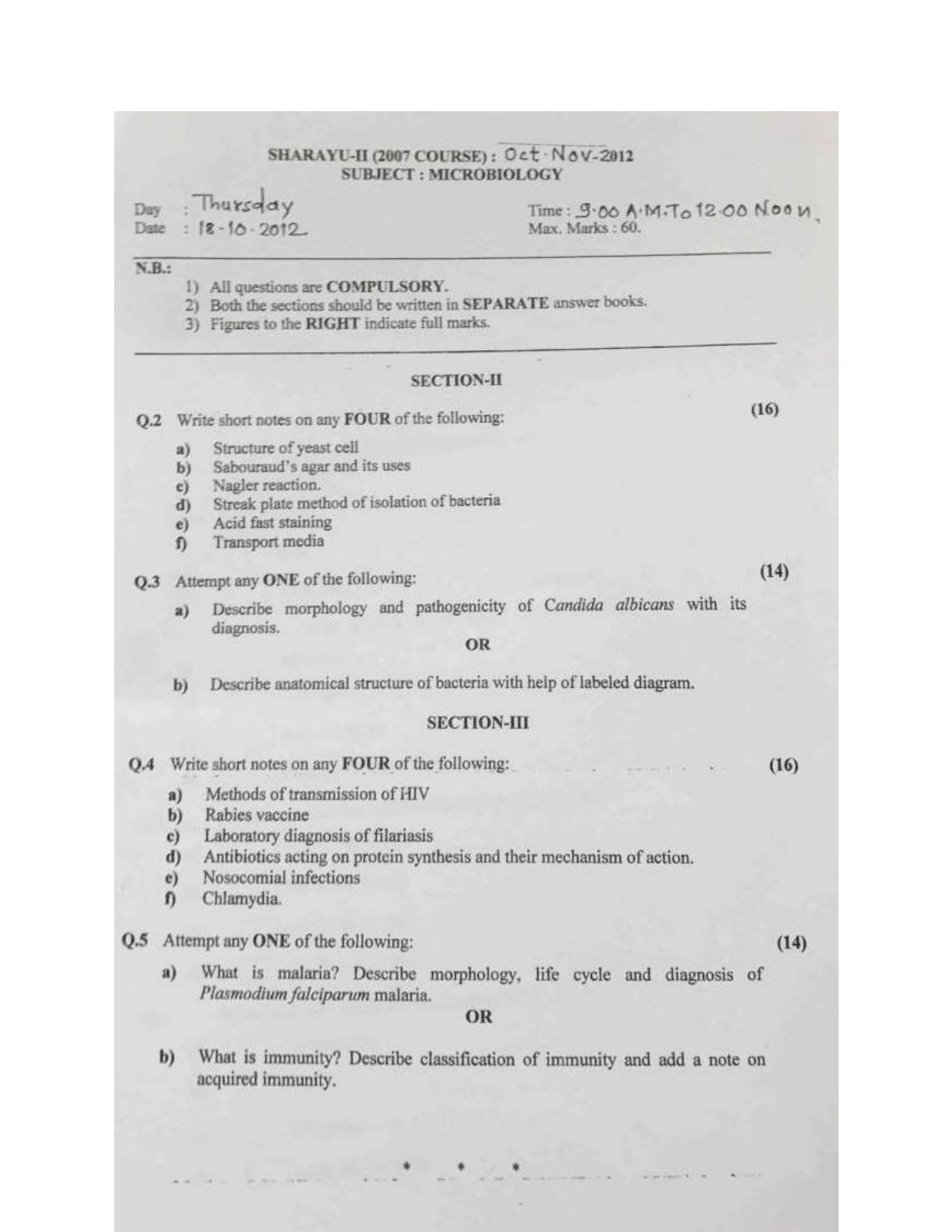 VCRC Microbiology Previous Year Question Papers - Page 16