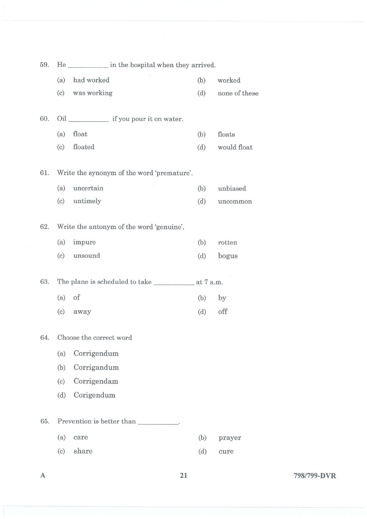 LPSC Driver (LVD/HVD) 2026 Question Paper - Page 21