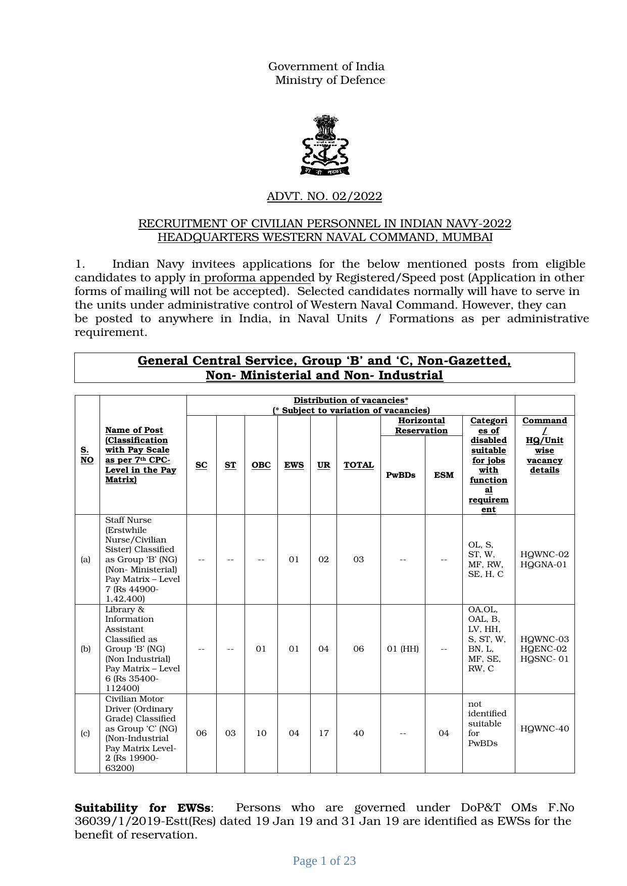Western Naval Command Mumbai Staff Nurse, Library & Information Assistant, Civilian Motor Driver Recruitment 2022 - Page 5