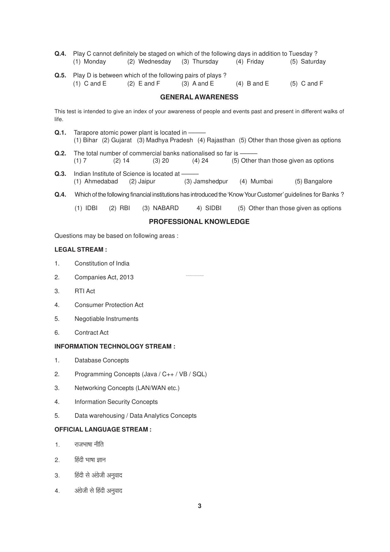 SEBI Officer Sample Question Paper Part 1 - Page 3