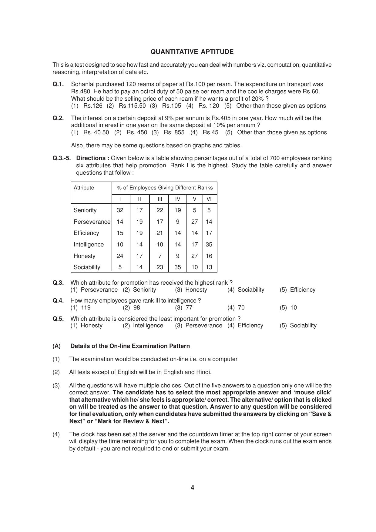 SEBI Officer Sample Question Paper Part 1 - Page 4