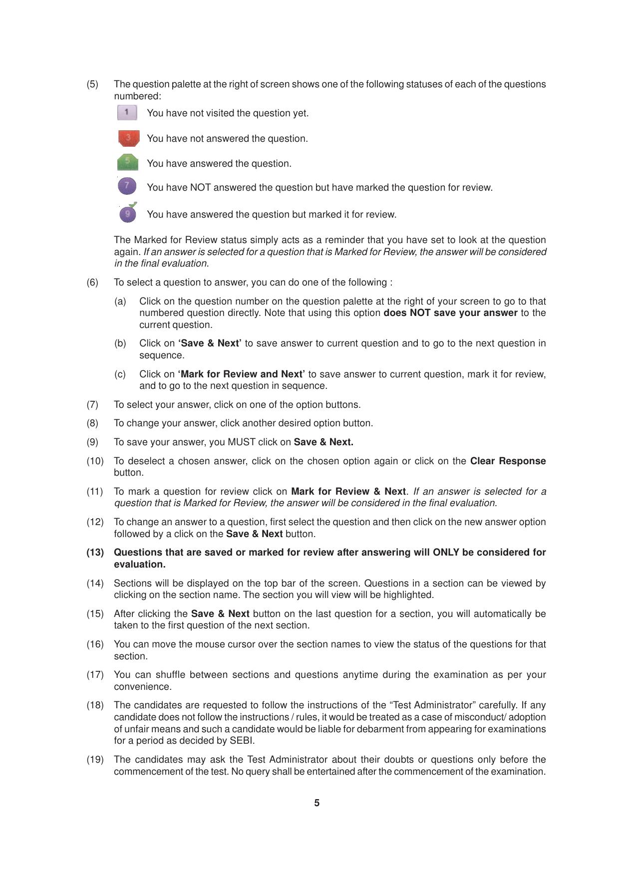 SEBI Officer Sample Question Paper Part 1 - Page 5