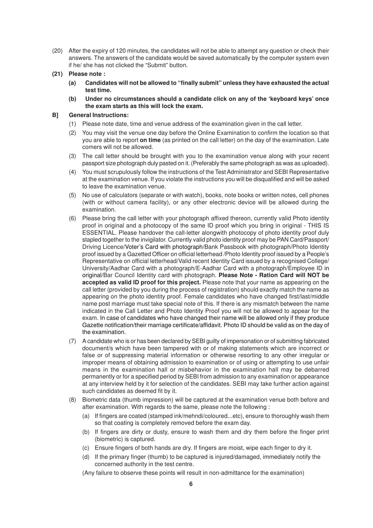 SEBI Officer Sample Question Paper Part 1 - Page 6