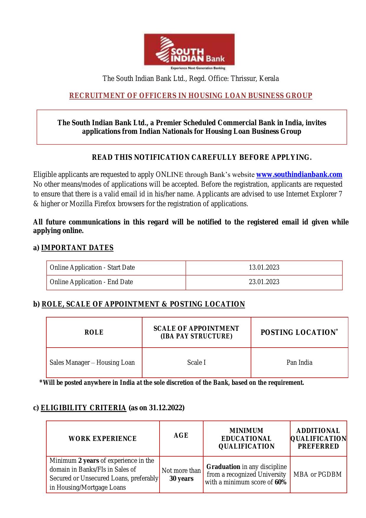 South Indian Bank Invites Application for Sales Manager Recruitment 2023 - Page 3