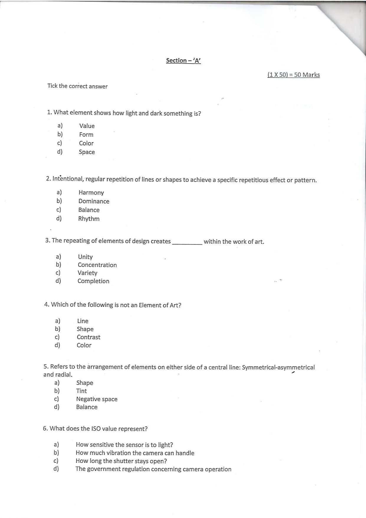 Question Paper of Exhibition Assistant ‘A’ at BITM, Kolkata (Advertisement No. 1/2022) - Page 2