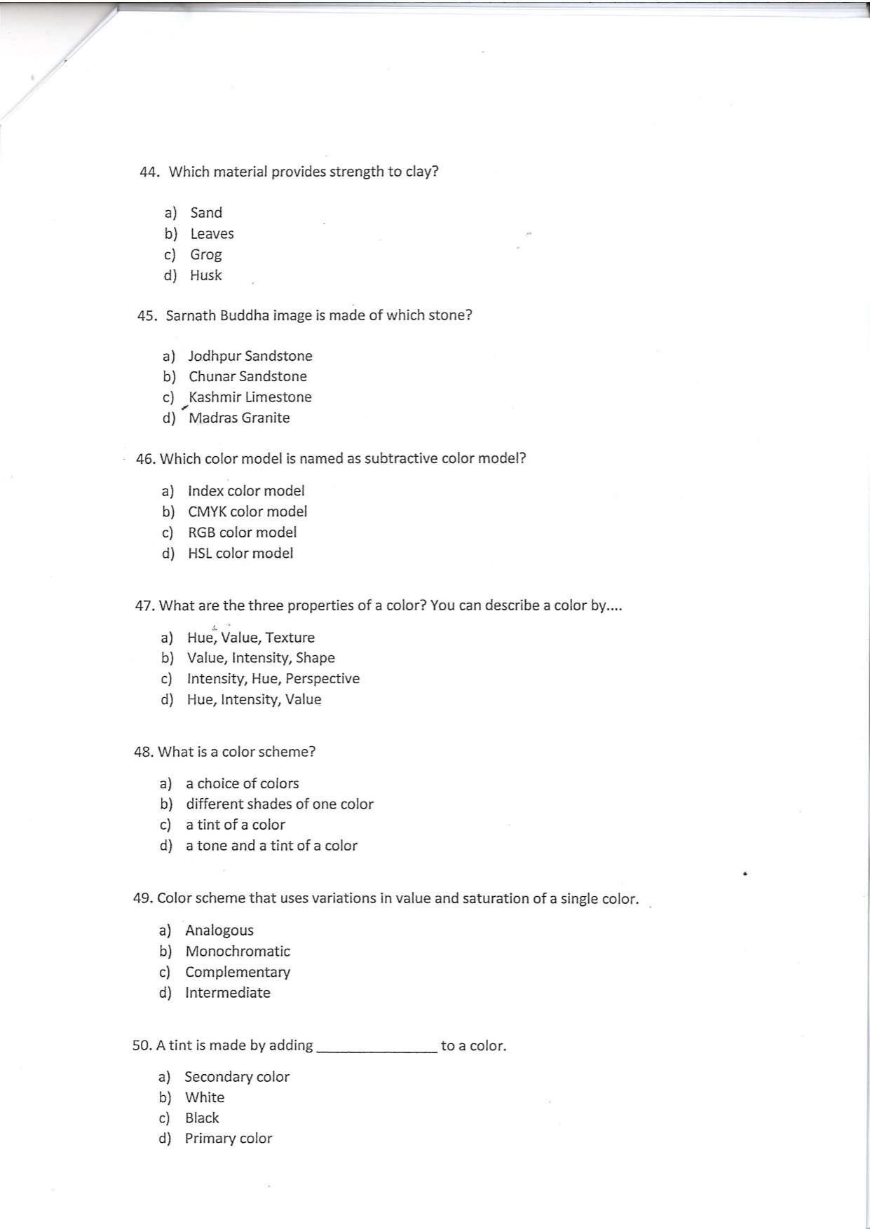 Question Paper of Exhibition Assistant ‘A’ at BITM, Kolkata (Advertisement No. 1/2022) - Page 9