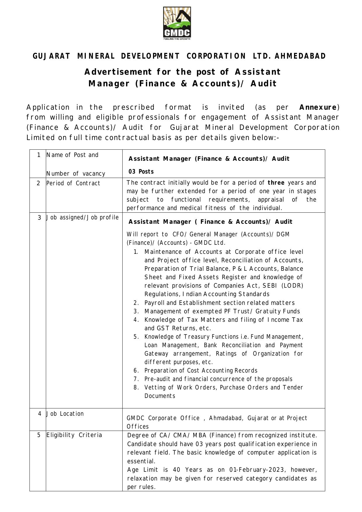 Gujarat Mineral Development Corporation (GMDC) Invites Application for 3 Assistant Manager Recruitment 2023 - Page 3