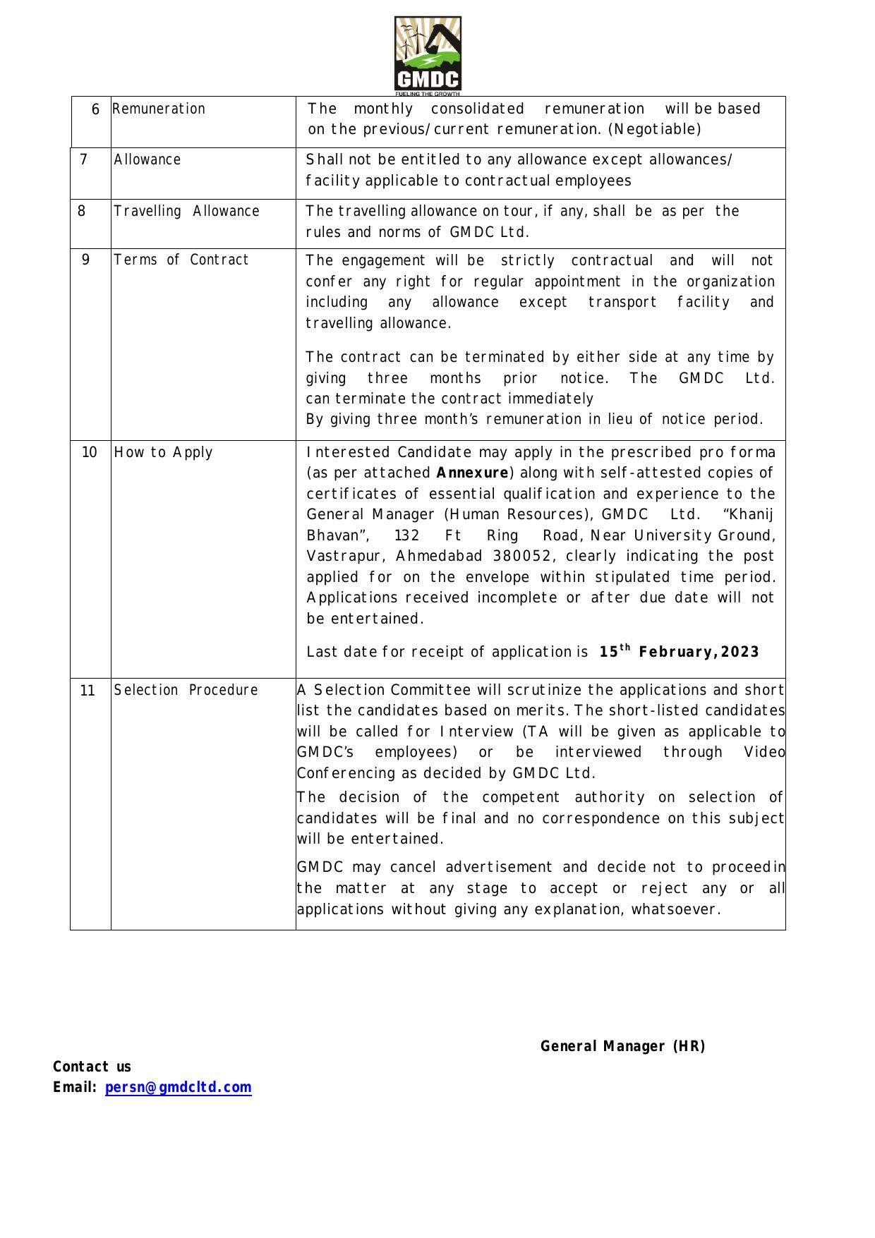 Gujarat Mineral Development Corporation (GMDC) Invites Application for 3 Assistant Manager Recruitment 2023 - Page 1