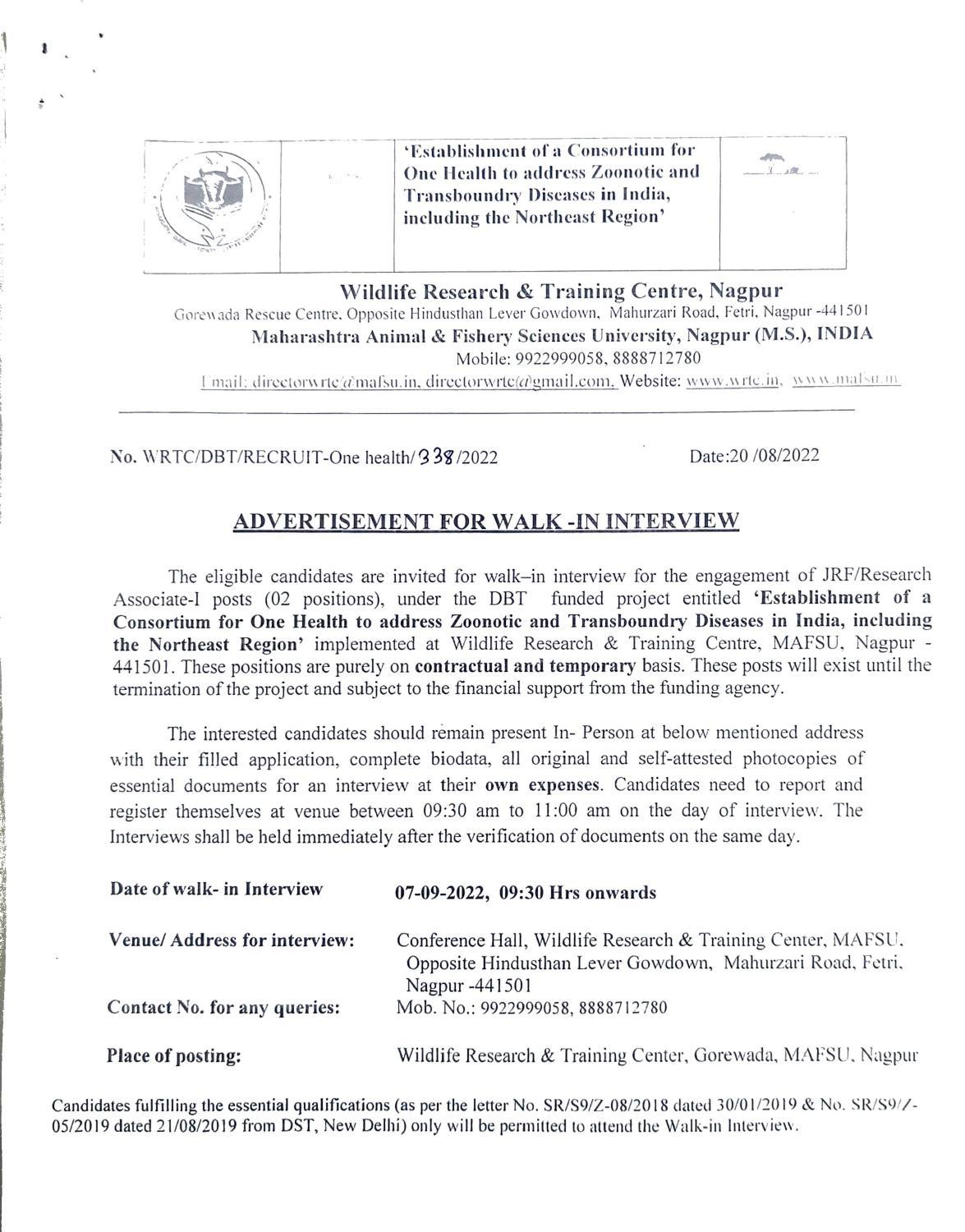 MAFSU Invites Application for Junior Research Fellow / Project Associate-I Recruitment 2022 - Page 3