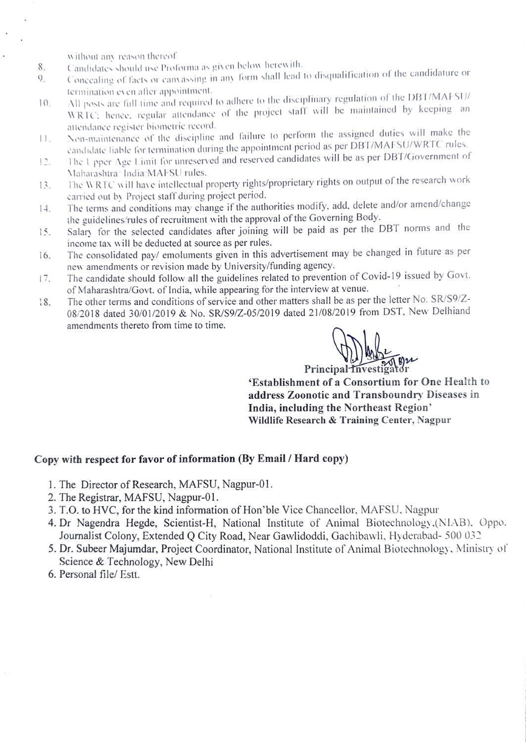 MAFSU Invites Application for Junior Research Fellow / Project Associate-I Recruitment 2022 - Page 2