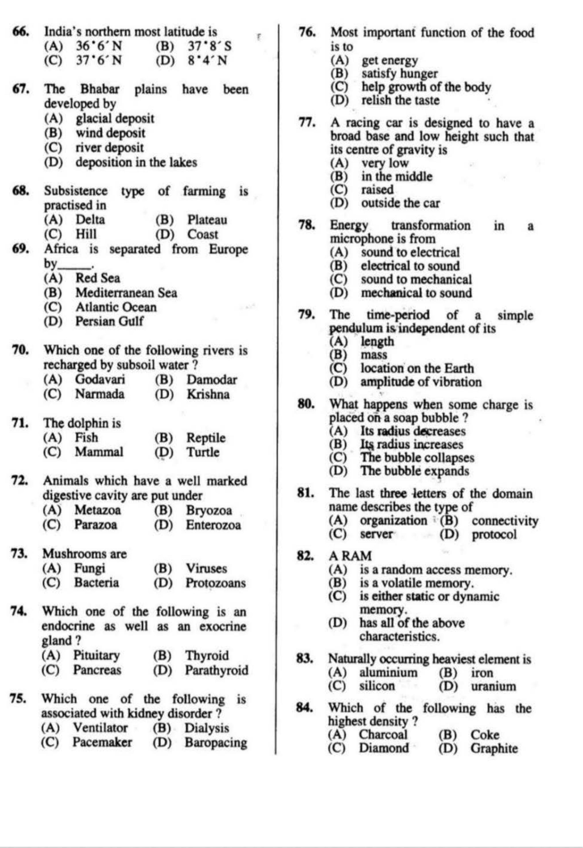 Delhi High Court Junior Judicial Assistant General Awareness Previous Question Paper - Page 1