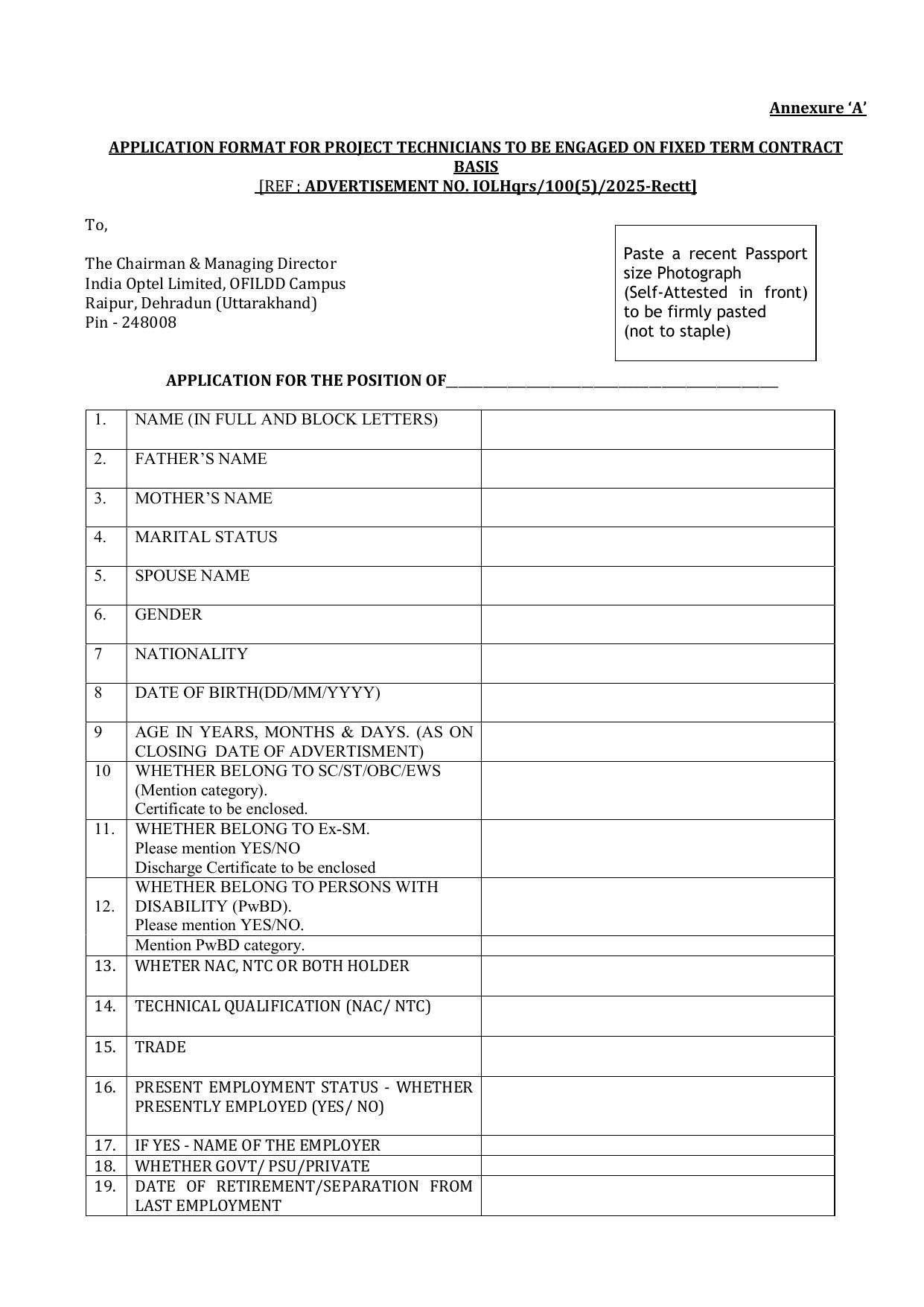 India Optel Limited Recruitment 2026 - 149 Project Technicia, Apply Online @ ddpdoo.gov.in - Page 12