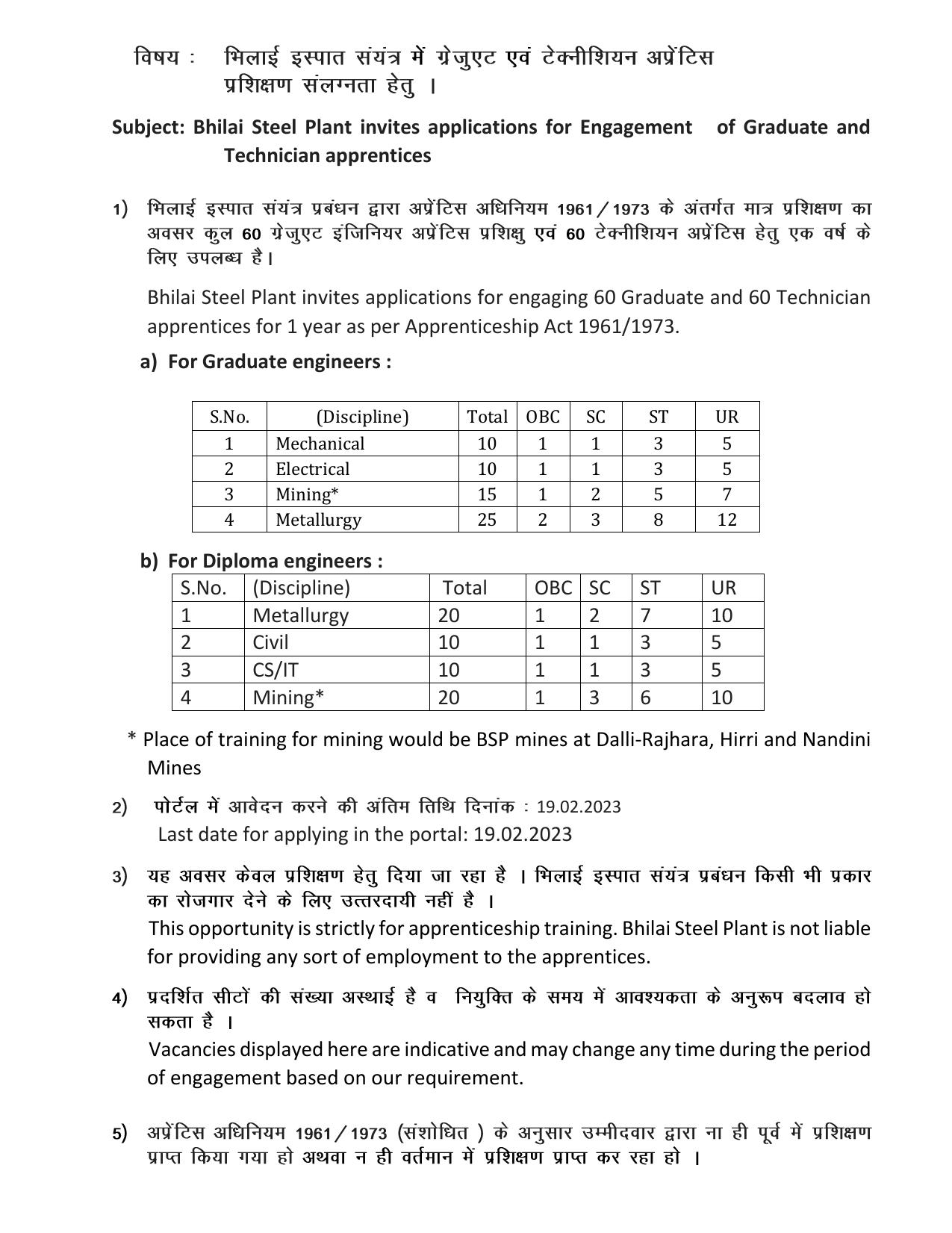 Bhilai Steel Plant 120 Apprentice Recruitment 2023 - Page 3