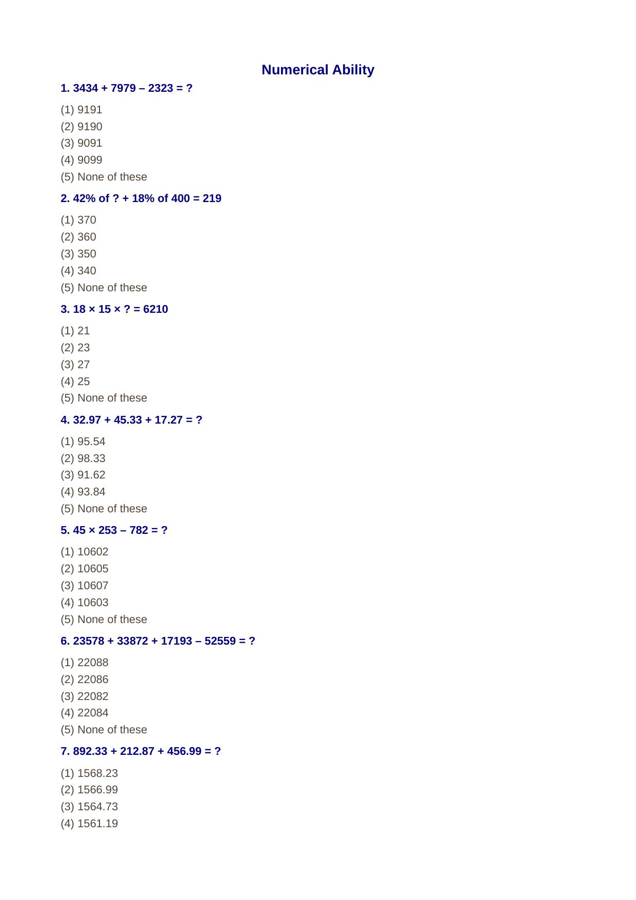 DRDO CEPTAM MTS Numerical Ability Previous Papers - Page 1