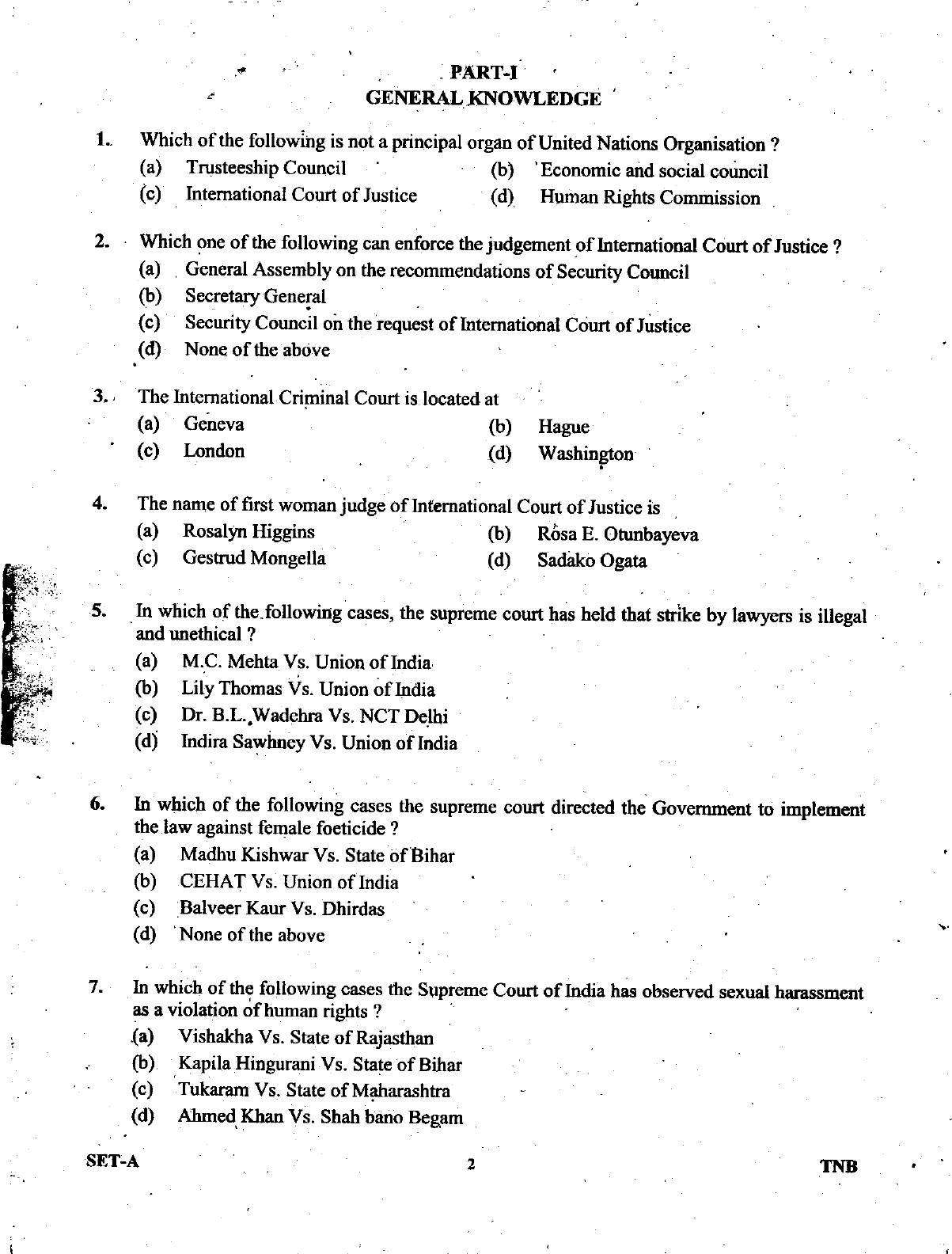 Uttarakhand Judicial Service Civil Judge (Junior Division) Exam-2008 -  Pre Examination - Page 2