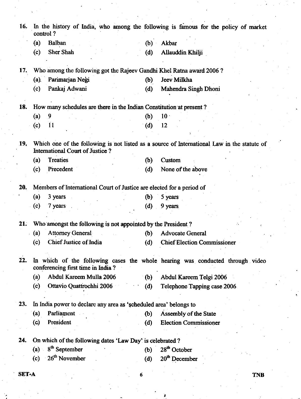 Uttarakhand Judicial Service Civil Judge (Junior Division) Exam-2008 -  Pre Examination - Page 6