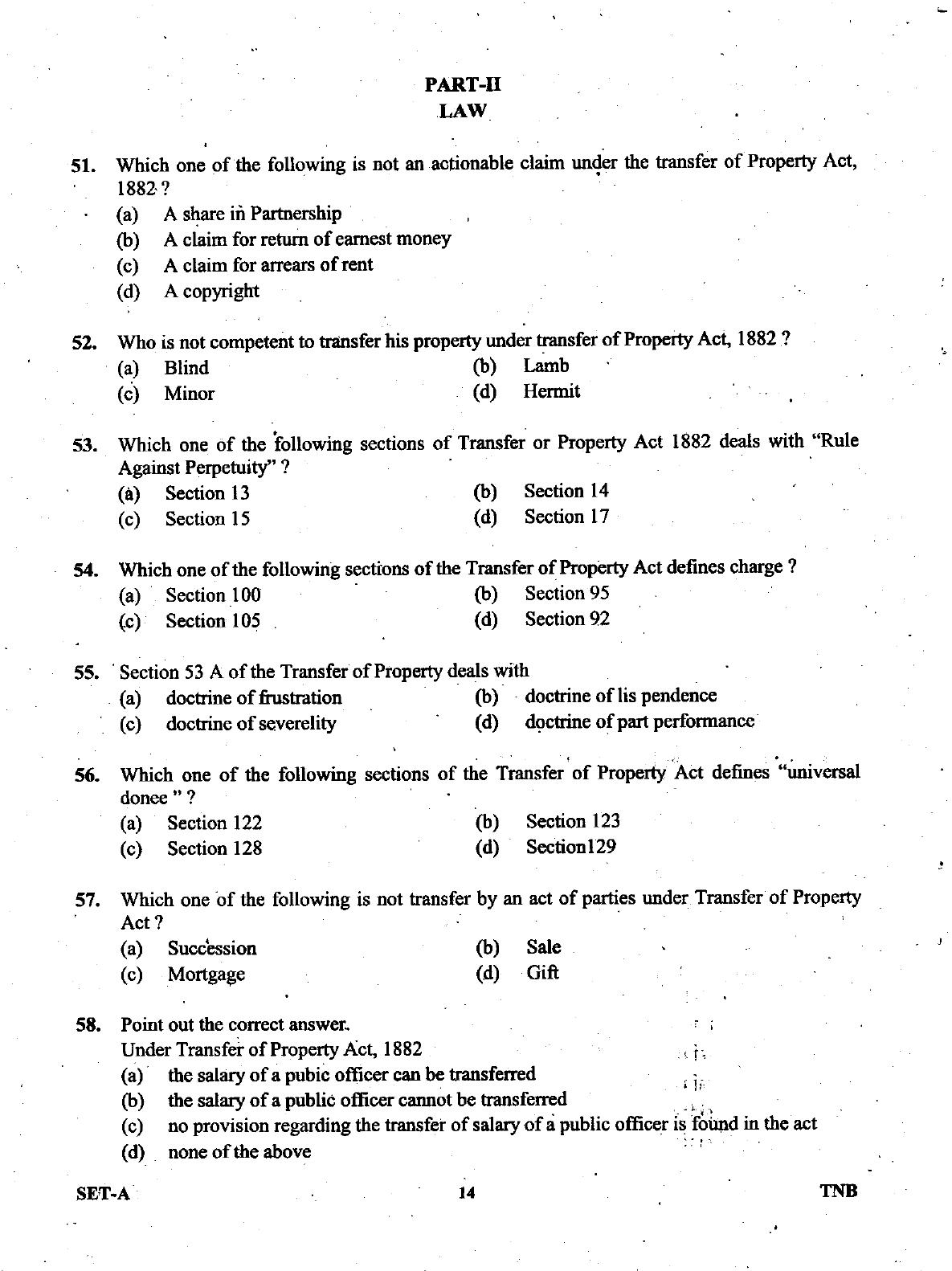 Uttarakhand Judicial Service Civil Judge (Junior Division) Exam-2008 -  Pre Examination - Page 14
