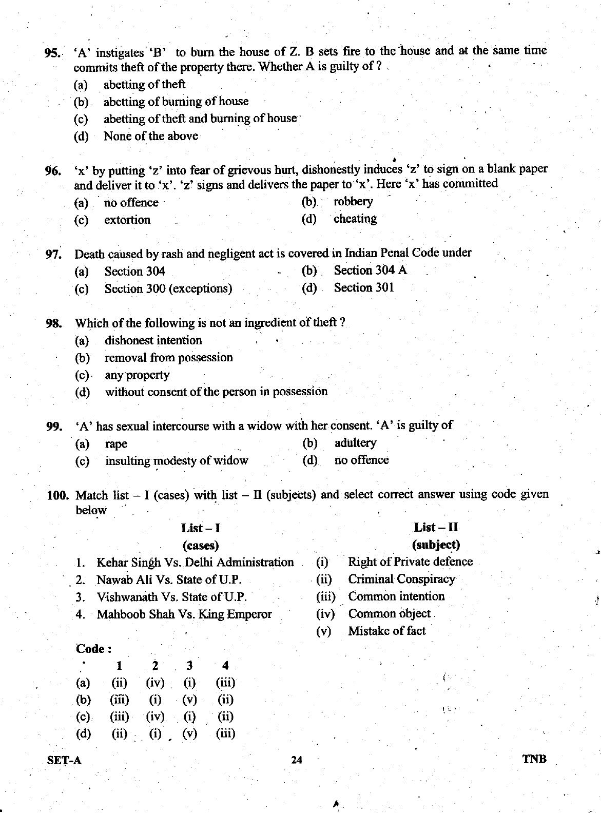 Uttarakhand Judicial Service Civil Judge (Junior Division) Exam-2008 -  Pre Examination - Page 24