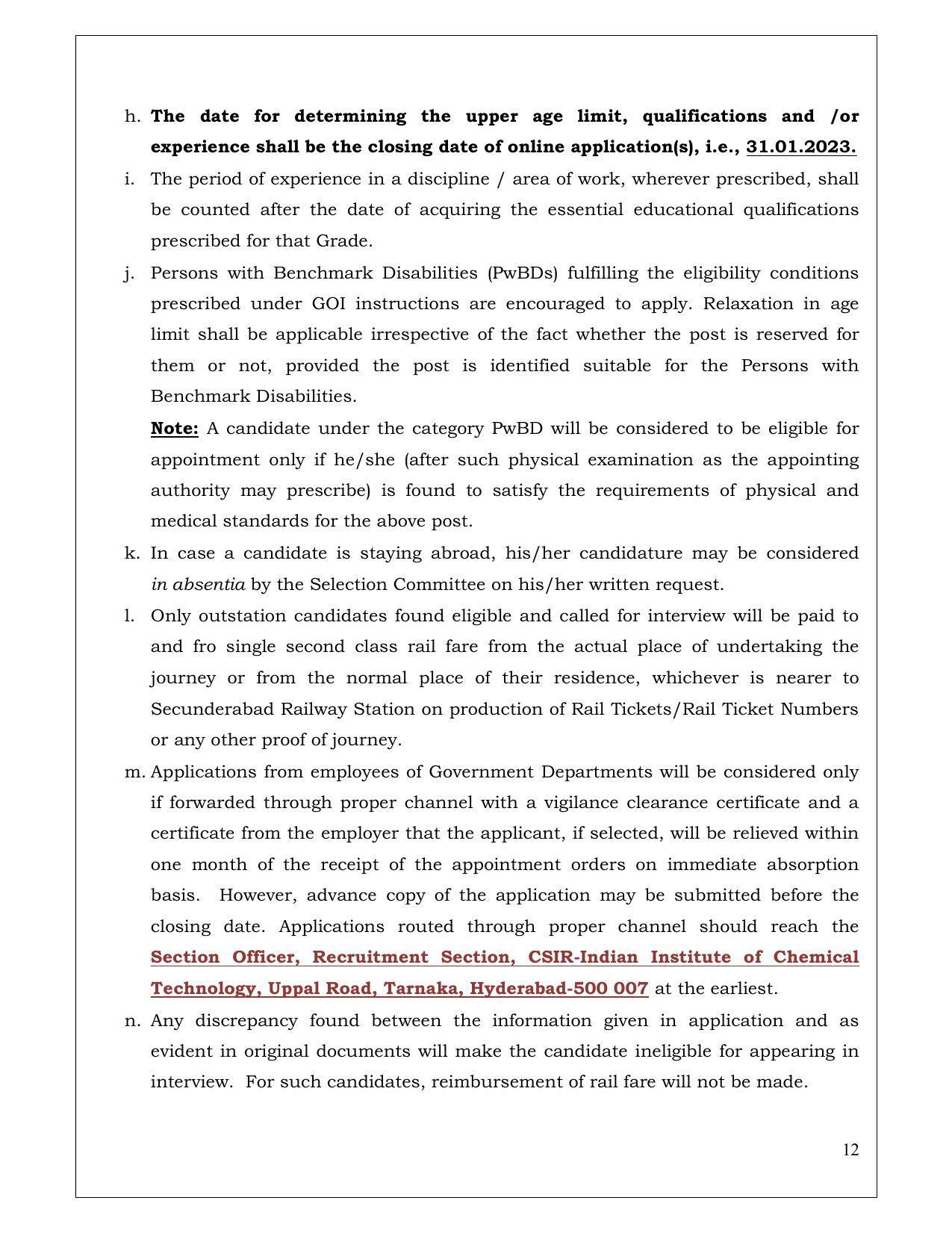 Indian Institute of Chemical Technology (IICT) Invites Application for 20 Scientist, Senior Scientist, Principal Scientist Recruitment 2023 - Page 10