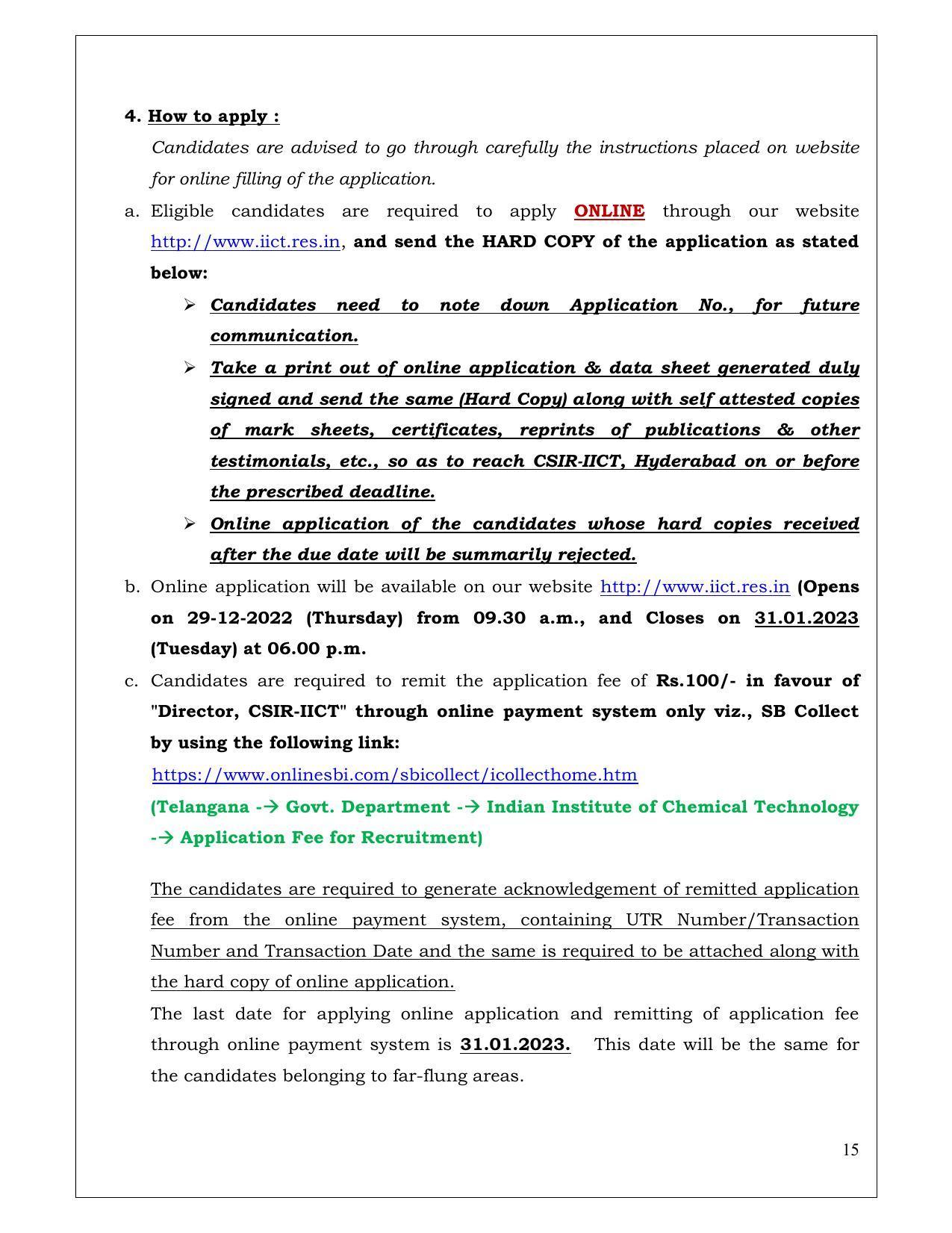 Indian Institute of Chemical Technology (IICT) Invites Application for 20 Scientist, Senior Scientist, Principal Scientist Recruitment 2023 - Page 6