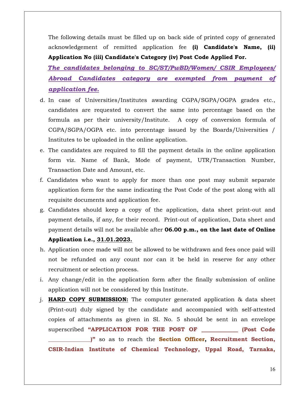 Indian Institute of Chemical Technology (IICT) Invites Application for 20 Scientist, Senior Scientist, Principal Scientist Recruitment 2023 - Page 2